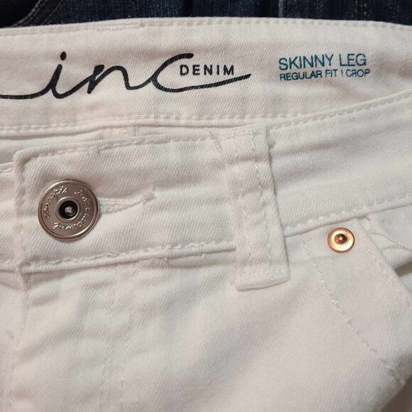 INC Denim White Skinny Leg Regular Fit Crop Jeans size 10 - Picture 3 of 12